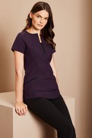Tenue d'infirmière personnalisée pour salon de beauté et spa, tunique à ourlet incurvé contrastant pour femme, ensembles d'uniformes d'infirmière respirants en polyester