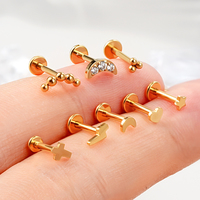 Bijoux Toposh G23 Titane ASTM F136 Bijoux de Piercing Corporel Lèvre Nez Push Pin Anneau de Labret Boucle d'Oreille