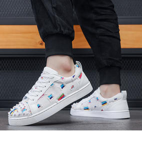 Мужская Роскошная парусиновая модная обувь, модная дизайнерская обувь, дышащая обувь с красной подошвой - Product Image 6