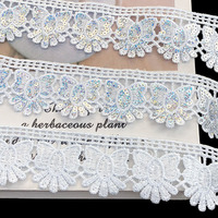 ZSY 4 cm Dentelle perlée blanche brodée en gros, dentelle à sequins lourde pour vêtements, robes de mariée, garnitures de dentelle multicolores