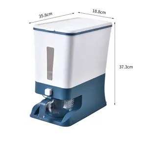 Dispensador automático de arroz com 26.5 lbs, recipiente para armazenar alimentos secos, arroz, cilindro, medida
