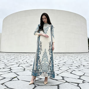 Robe Abaya en polyester plissé imprimé de haute qualité, sur mesure, pour les occasions du soir, pour femmes musulmanes, vente en gros - Product Image 2