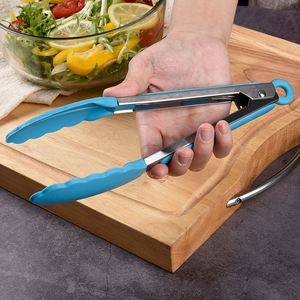 Stainless Steel Food With Silicone Tips Heat Resistant Barbecue Grill <b>Kitchen</b> Bbq <b>Tongs</b> - Product Image 3