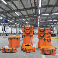 Boîte à outils en plastique orange GLARY, étanche, avec roulettes, empilable, grande boîte à outils rigide avec roulettes