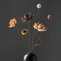 Bouquet de lotus séché Zen chinois, décorations naturelles de tiges et de racines de lotus séchées à l'air pour l'arrangement de table de salon