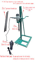 Mini-foreuse portable pour puits d'eau, 1,5 kW, profondeur de forage maximale 40 m, petite machine de forage à commande manuelle