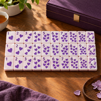 Tuiles de mahjong en acrylique rose avec motif de points en forme de cœur et jokers rétro pop art pour femmes et soirées jeux, Premium