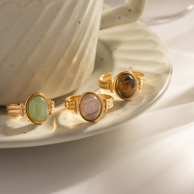 Popular Vintage Oval Half Gemstone Open