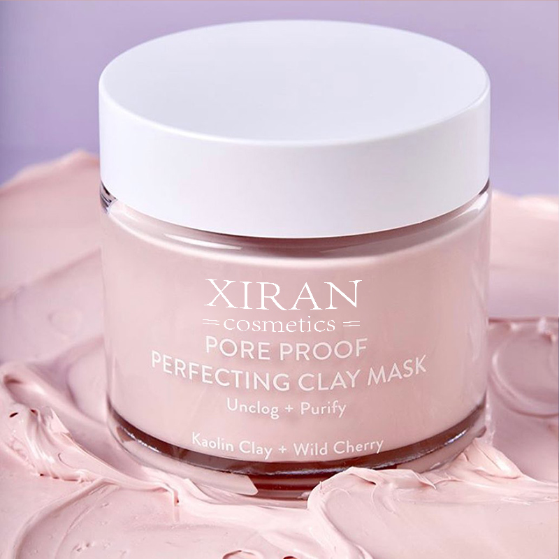 毛孔收缩粘土面膜用高岭土和膨润土,樱桃,草莓,甘草提取物舒缓皮肤