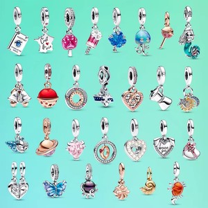 新品925シルバーダングルマーメイドドレスペンダントチャームビーズ女性用オリジナルブレスレットDIYアクセサリージュエリー - Product Image 1