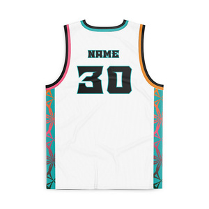 Camiseta de Baloncesto sin Mangas para Hombre, con Base Blanca, Estampado Floral Tropical, Cuello en V, Malla Transpirable y Diseño Sublimado - Product Image 2