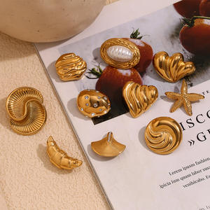 女性用<span class=keywords><strong>2025</strong></span>新しいファッション幾何学的ハートホタテブローチラグジュアリー18Kゴールドステンレスメッキ楕円形パターン - Product Image 3