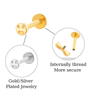 Boucles d'oreilles clous papillon cœur à dos plat en titane G23, bijoux de cartilage en gros, <span class=keywords><strong>piercing</strong></span> interne pour tragus et hélix - Product Image 4
