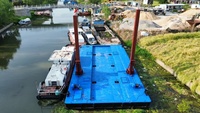 Plateforme flottante modulaire personnalisée, barge en acier à pont plat, barge de travail pour le dragage et la construction aquatique
