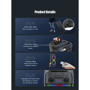 ลำโพงปาร์ตี้สไตล์ใหม่คู่10นิ้วแบบพกพา RGB ไฟบ้าน<span class=keywords><strong>คาราโอเกะ</strong></span>ดีเจปาร์ตี้พร้อมไมโครโฟนลำโพงปาร์ตี้ - Product Image 5