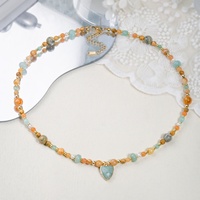 Collier en pierre naturelle amazonite vert menthe, perles de bambou, collier perlé DIY, style bohème, design de niche estival Woying
