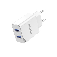 Chargeur domestique ASPOR A823 PD à charge rapide 2.4A IQ 2 USB avec lumière LED bleue pour téléphone portable et ordinateur portable EU/UK/US