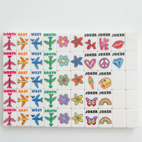 Jeu de Mahjong Avion Blanc – Set de Tuiles Acryliques Blanches Brillantes de Style Américain, Fait Main, pour 4 Joueurs, avec Vanne à Vent Avion et Chien Ballon