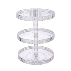 Desmontable <span class=keywords><strong>360</strong></span> rotar diamante Organizador De Maquillaje Organizador De escritorio acrílico caja De almacenamiento De plástico - Product Image 1