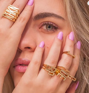 Nom personnalisé anneau en acier inoxydable ouverture réglable <span class=keywords><strong>anglais</strong></span> lettre coeur anneau pour son cadeau - Product Image 5