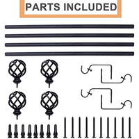 Tringle à rideau noire personnalisable professionnelle pour fenêtres, avec embout torsadé pour fenêtre