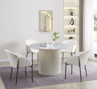 Luxuriöses Steinplatten-MDF-Esstisch- und Stuhl-Set Modernes Einfaches Esszimmer-Set für Kleine Wohnungen Runder Tisch