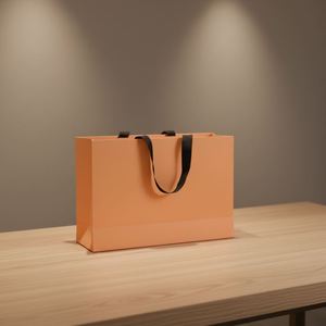 Sacs en papier kraft minimalistes recyclables personnalisés avec poignées robustes, idéaux pour l'emballage de cadeaux, les plats à emporter et les emballages de vente au détail - Product Image 2