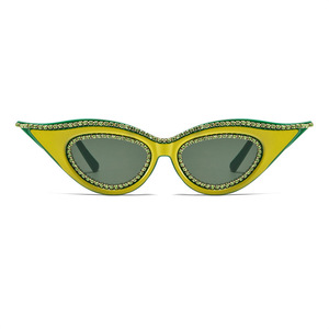 Cat-Eye Sunglasses Black Rhinestone Embellished UV400 Protection Women Fashionable Street Style Plastic Frame Ac Lens - Product Image 5