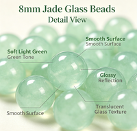 Perles en verre imitation jade de 8 mm, écologiques, aspect jade brillant, perles intercalaires lâches pour la fabrication de bijoux DIY (bracelets, colliers)