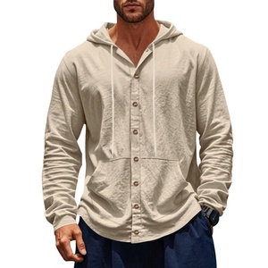 Men's Spring/Autumn Long Sleeve Hooded Shirt Casual Loose Fit Beach Jacket - Product Image 4