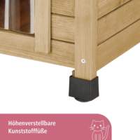 Abri d'extérieur en bois résistant aux intempéries pour animaux de compagnie avec toit en bitume et porte à rabat en PVC pour jardin ou balcon