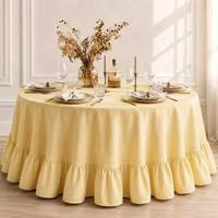 Nappe ronde en coton et lin à volants, style bohème et campagnard, pour hôtel, mariage, événement, tailles personnalisées