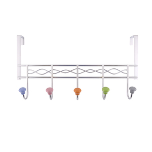 5 <b>Hook</b> Chrome <b>Over</b> <b>Door</b> <b>Hook</b> Rack Practical Hanging Organizer For Bedroom Bathroom And Entryway - Product Image 1