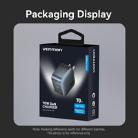 Chargeur Vention 70W Gan pour ordinateur portable, chargeur de téléphone Type C, charge rapide pour nous