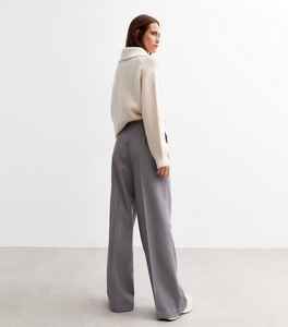 Pantalon décontracté plissé sur le devant pour femme, taille haute, coupe droite, respirant, écologique, en nylon/coton, grandes tailles, idéal pour l'été - Product Image 5