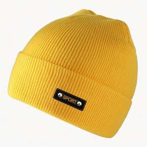 Simple Fashion Winter Hat Men's Fashionable Knitted Warm Cold Hat Custom <b>Patch</b> logo Beanie - Product Image 6