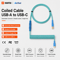 Câble de clavier USB-A Type-C enroulé détachable en métal de type aviateur, conducteur en cuivre pur, design pastel coloré pour clavier mécanique