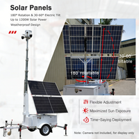 Caméra de sécurité mobile HiSOLO, système de surveillance solaire avec mât télescopique, étanche IP65, batterie 9600-12000Wh