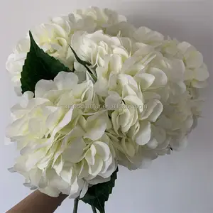 L-495 Cheap Single Hydrangea Silk Ivory Flowers Artificial Hydrangeas For Wedding Decoration