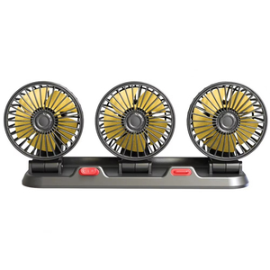Huyo 360 Adjustable 3-Head Portable Touch Control Car Fan Multi-Function <b>USB</b>/12V/24V 2-Speed Silent Fan for Home & Car Use - Product Image 1