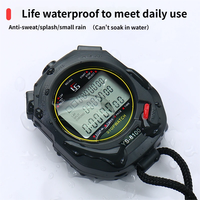 Stopwatch Digital Olahraga Tahan Air Elektronik Laris Manis, Memori 100 Lap, Genggam dengan Tali, Tampilan Tiga Waktu, Kronograf Timer