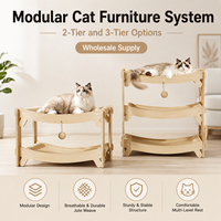 Système de meubles modulaires pour chats en gros, lit hamac empilable avec tapis en jute pour cafés à chats et maisons multi-chats