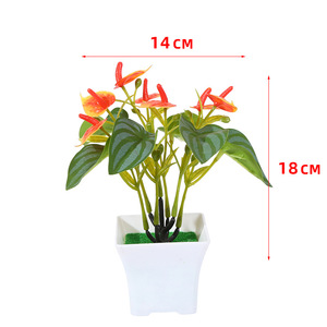 Tanaman pot buatan realistis Anthurium, tanaman dekorasi Desktop dan ruang tamu, tanaman pot tahan lama ringan
