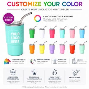Vaso de acero inoxidable de doble pared de 3 oz con pajita, logotipo personalizado, bonito vaso de chupito para regalos promocionales de fiestas, venta al por mayor - Product Image 6