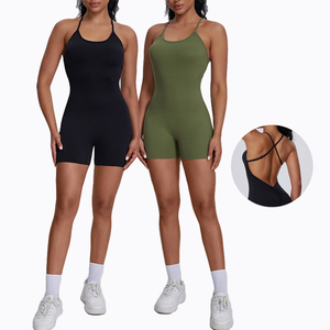 Wholesale Sexy Sports Fitness Yoga One Piece Scrunch Butt <strong>Shorts</strong> Outfit Quick <strong>Dry</strong> <strong>Super</strong> Soft Gym Workout Jumpsuit - Product Image 1