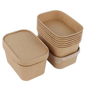 Bol à déjeuner jetable en kraft de couleur personnalisée, récipient pour aliments à <span class=keywords><strong>emporter</strong></span> avec stratification mate, revêtement UV, boîte en papier gaufré de type dossier - Product Image 1