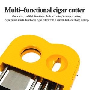 Couteau à cigares de luxe trois-en-un à lame tranchante, coupe-cigares guillotine, perforateur à cigares en V, double lame, cadeau pour homme - Product Image 2