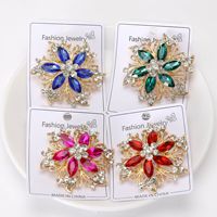 Bros Bunga Enam Kelopak Antik Berlapis Paduan Seng Bingkai Kawat Emas Antik Berkilau Berlian Imitasi Marquise Hadiah Perhiasan Pernikahan