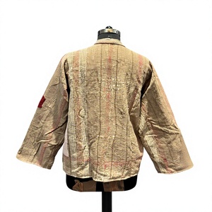 Handcrafted Ladies Kantha Crop <b>Short</b> Quilted <b>Jacket</b> with Boho Patchwork Design Breathable 100% Cotton Shawl Collar - Product Image 3