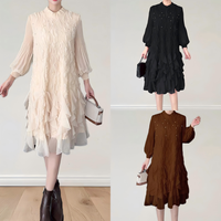 Robes plissées modestes de conception tendance, vente en gros, couleur unie, simples, décontractées pour femmes, Vetidos, taille unique, robe élégante pour l'église